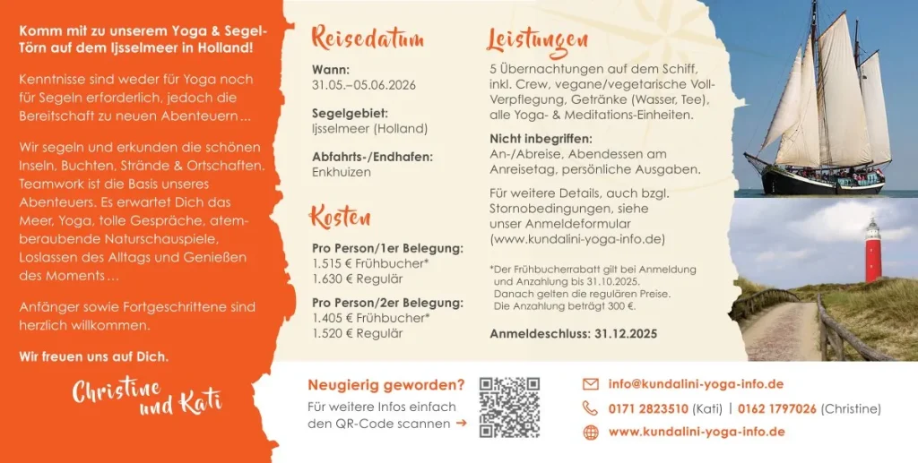 Kundalini Yoga und Segeln 2026 im IJsselmeer Kundalini Yoga und Segeln 2026 im IJsselmeer