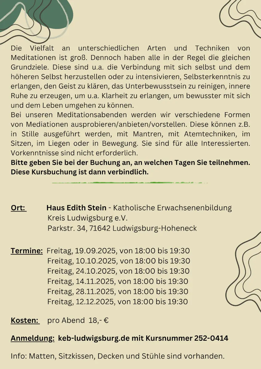 Meditations Abende Hoheneck 